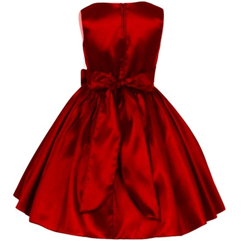 Baby Red V Neck Silk Bow Frock