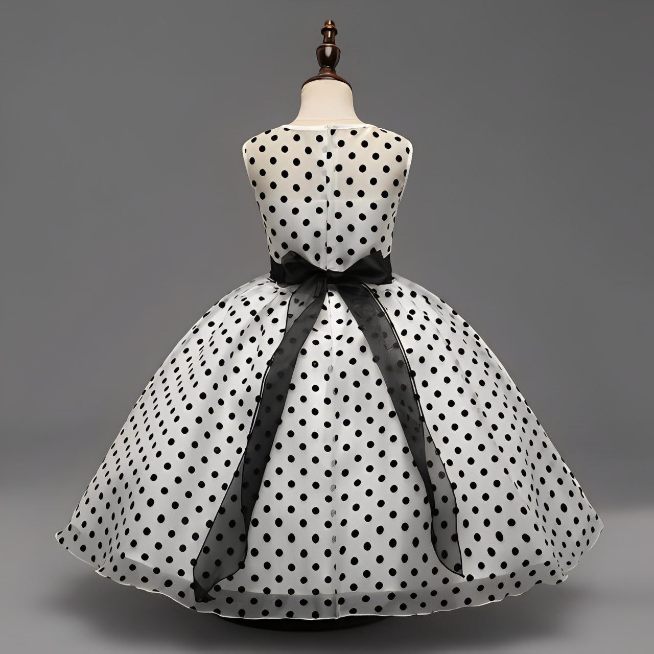 Baby Black & White Dotted Red Flower Maxi