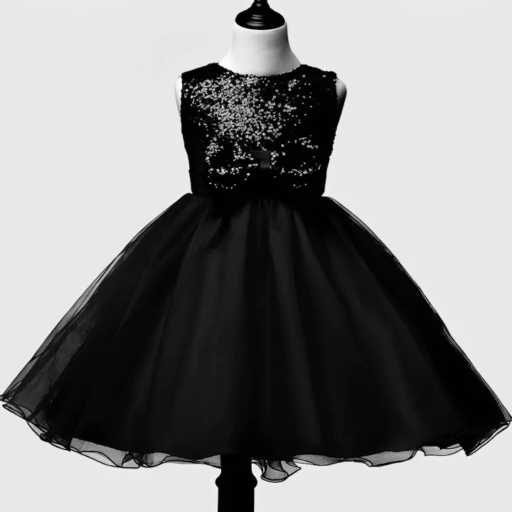 Baby Black Sequin Black Bow Frock