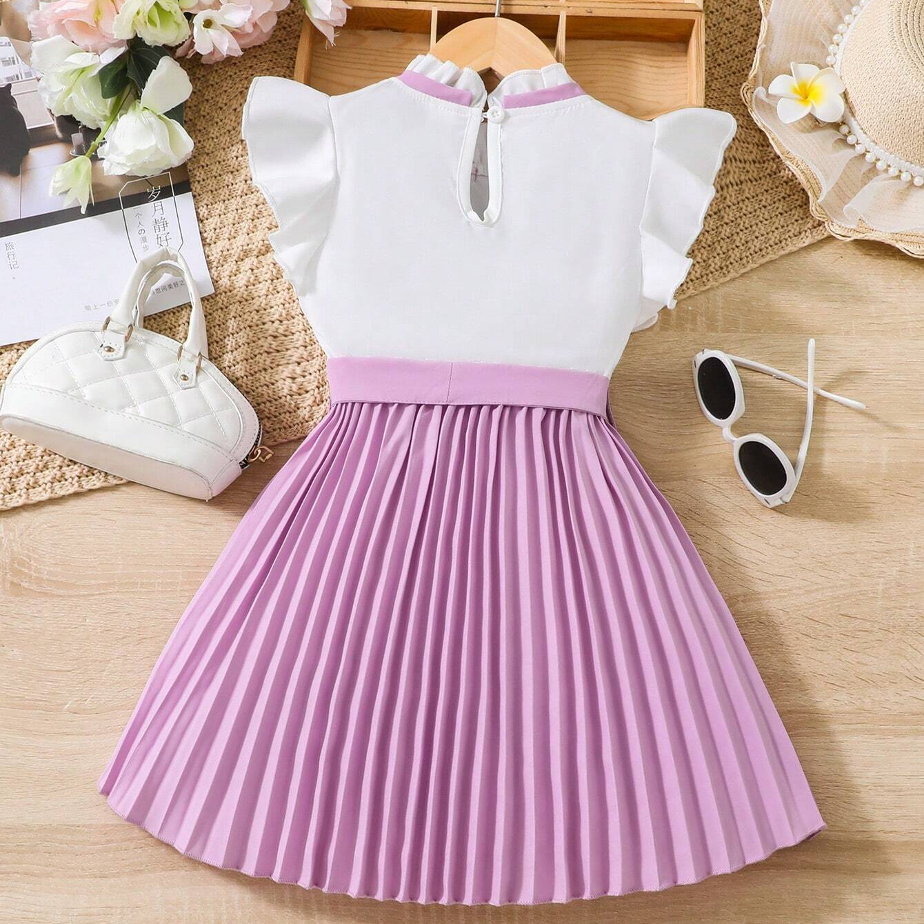 Baby Purple Two Tone Platted Frock