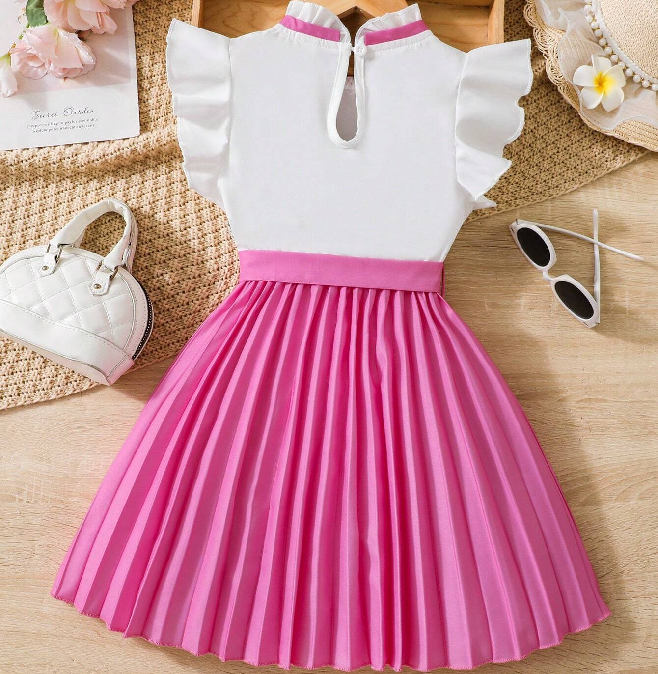 Baby Pink Two Tone Platted Frock