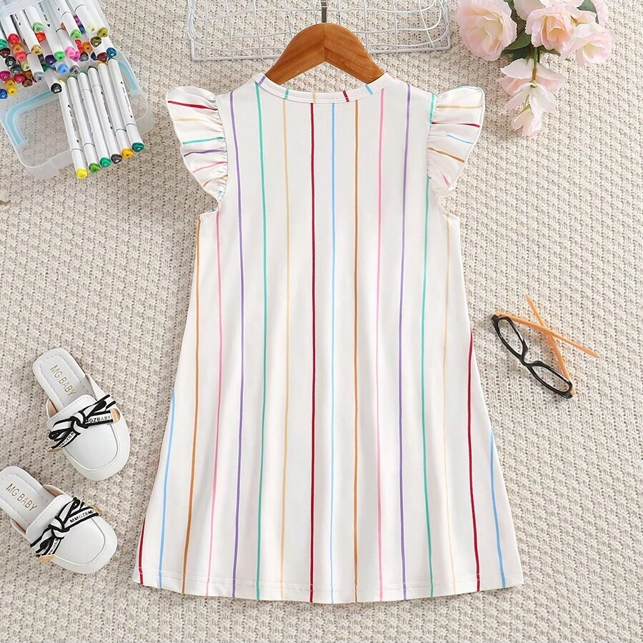 Baby Short Sleeves Printed Crayon Frock