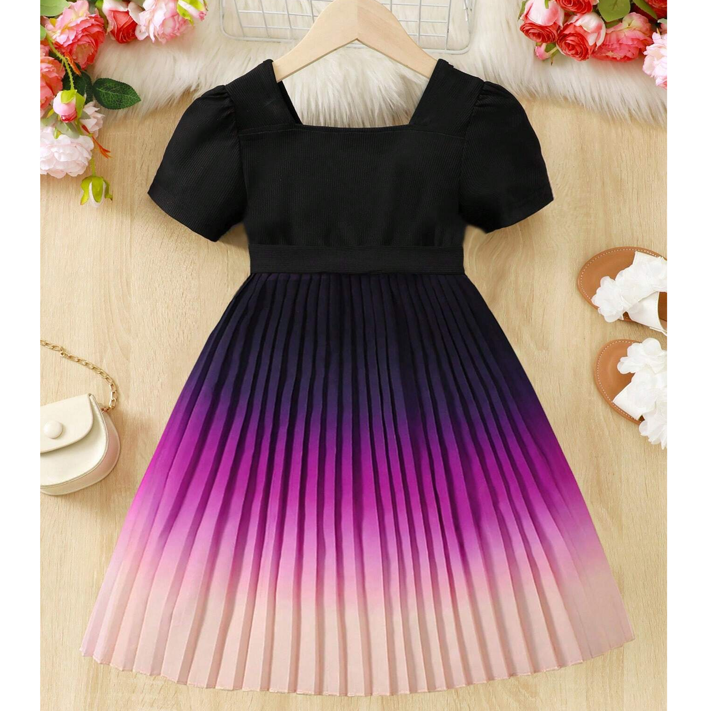 Baby Gradient Color Platted Frock