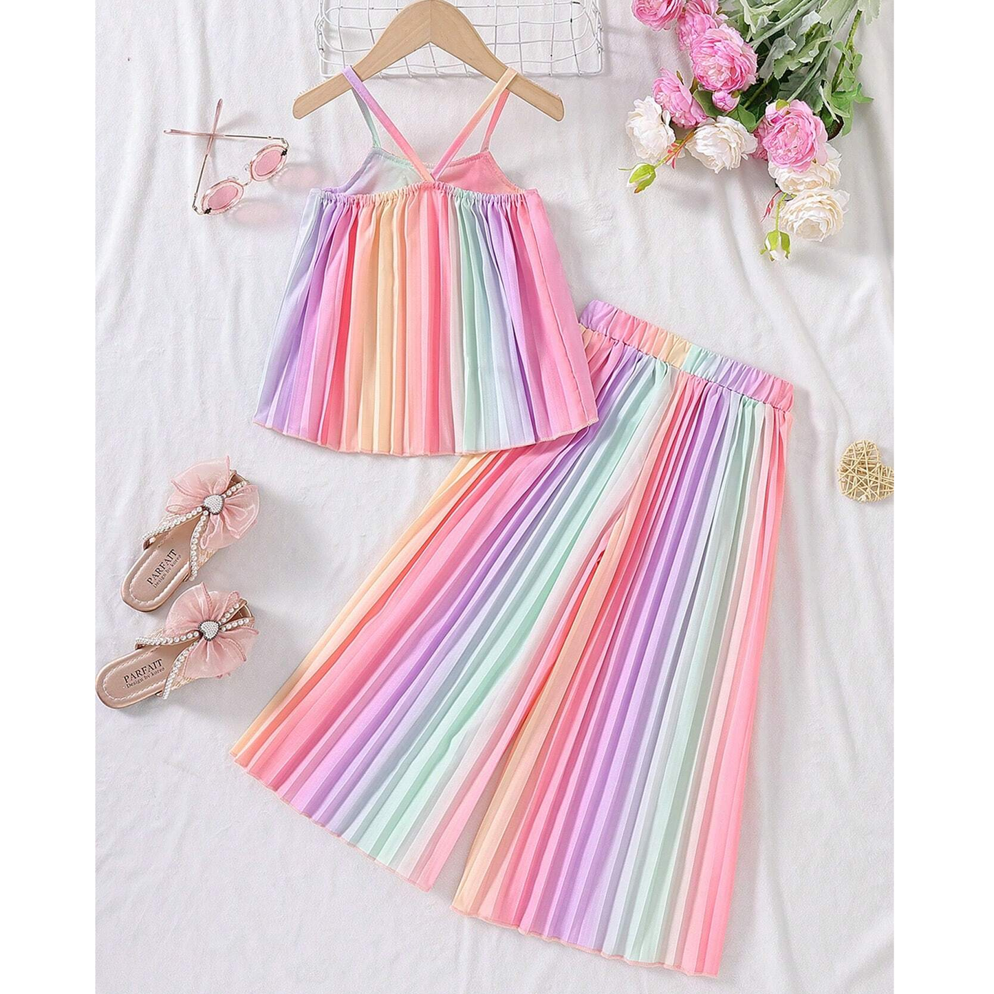Baby Rainbow Platted Top With Pants