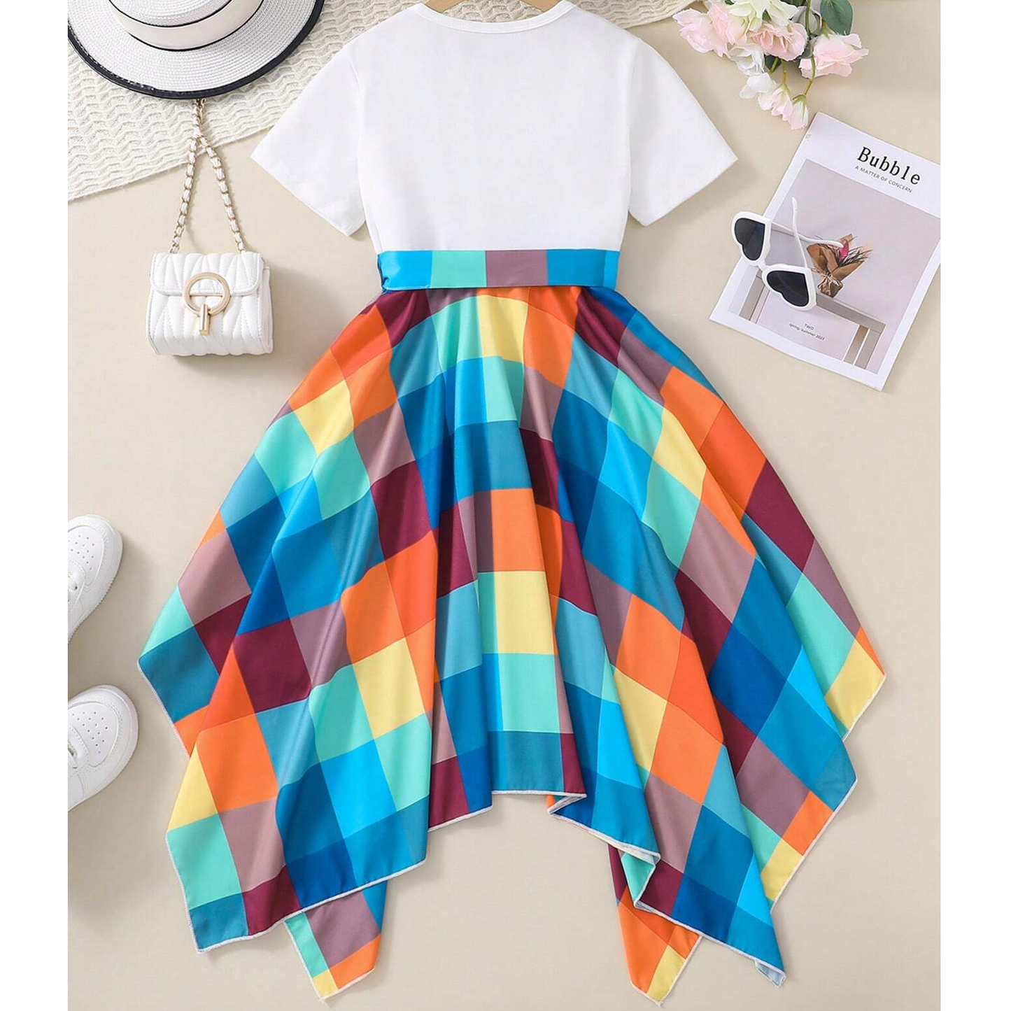 Baby Heart Printed Patchwork Frock