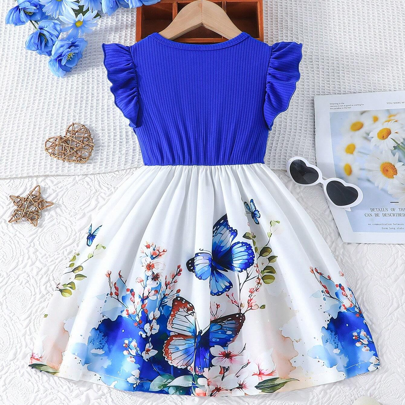 Baby Blue Butterfly Printed Frock