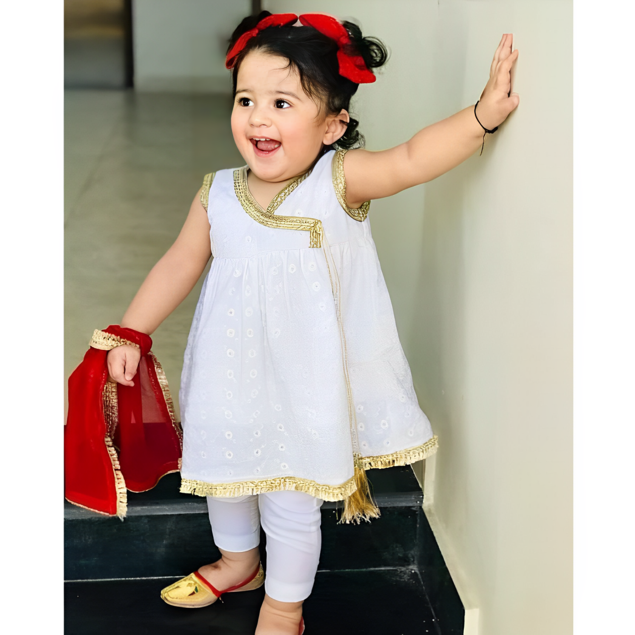 Baby White Dress (03 Piece)