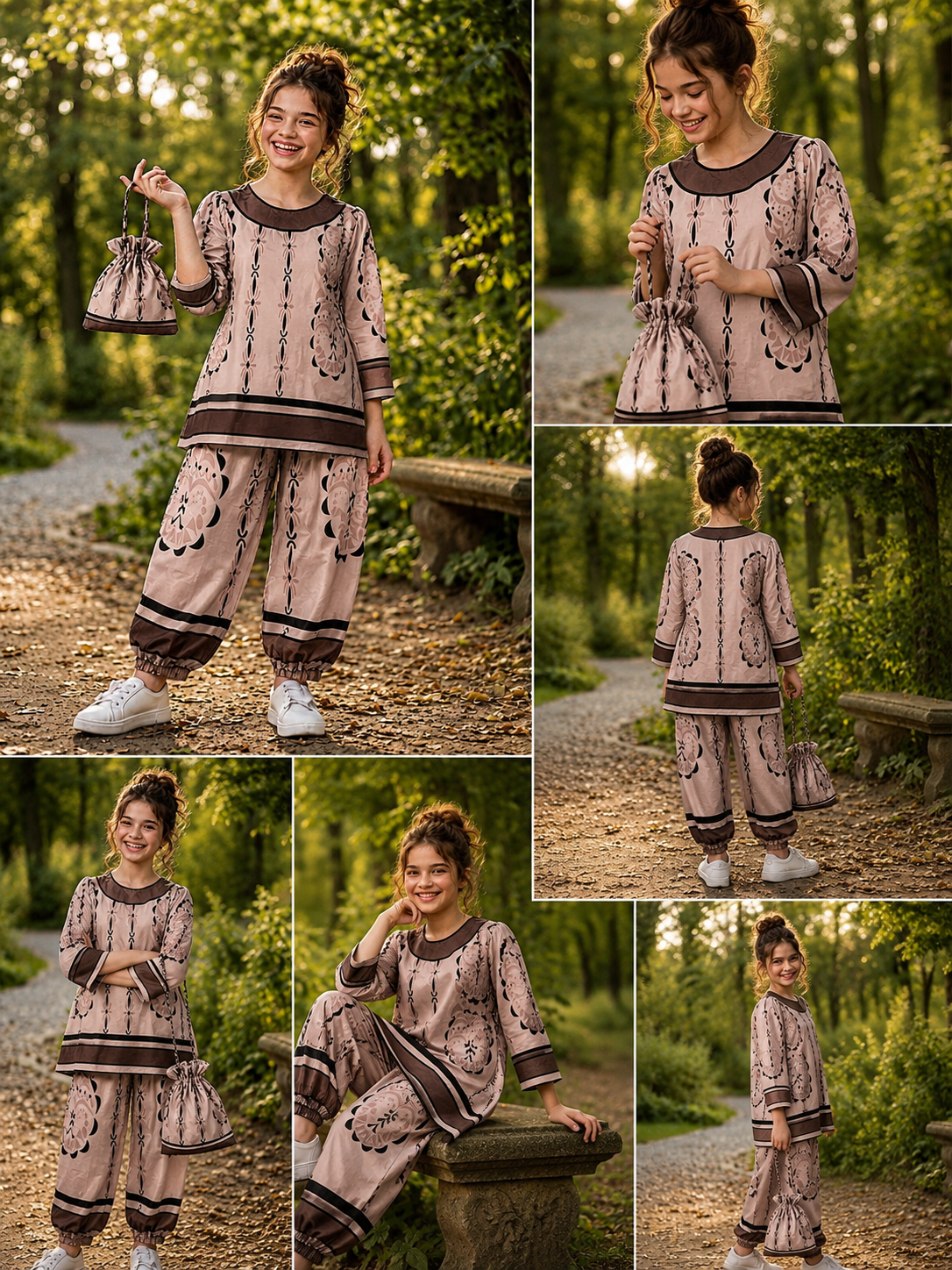 Brown & Fone Printed Dress With Potli