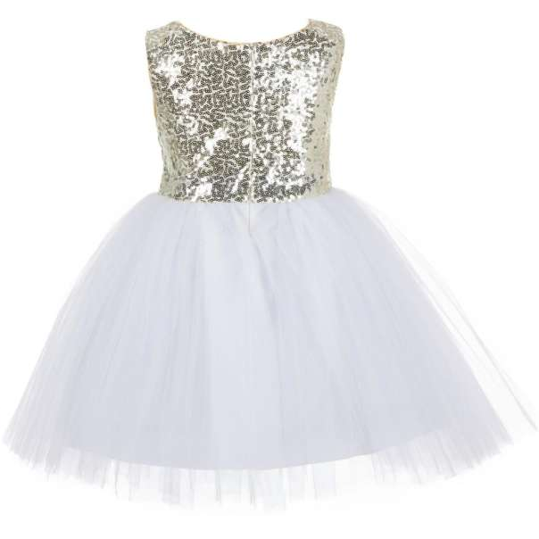 Baby White Tie Sequin Frock