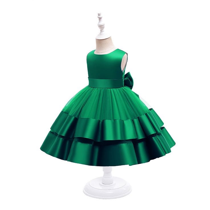 Baby Green Multi Layered Back Bow Frock