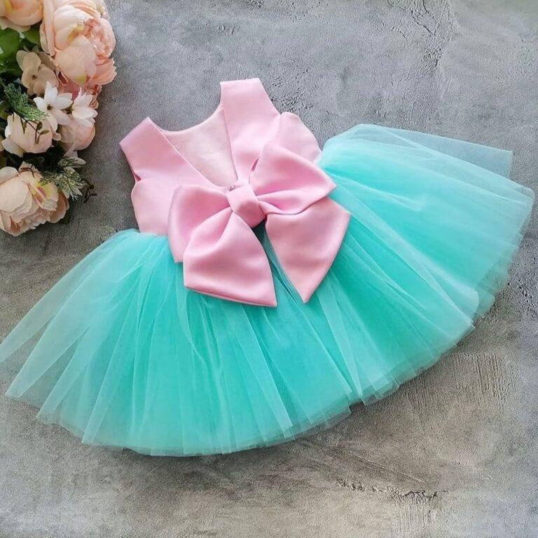 Baby Pink & Blue Bow Frock