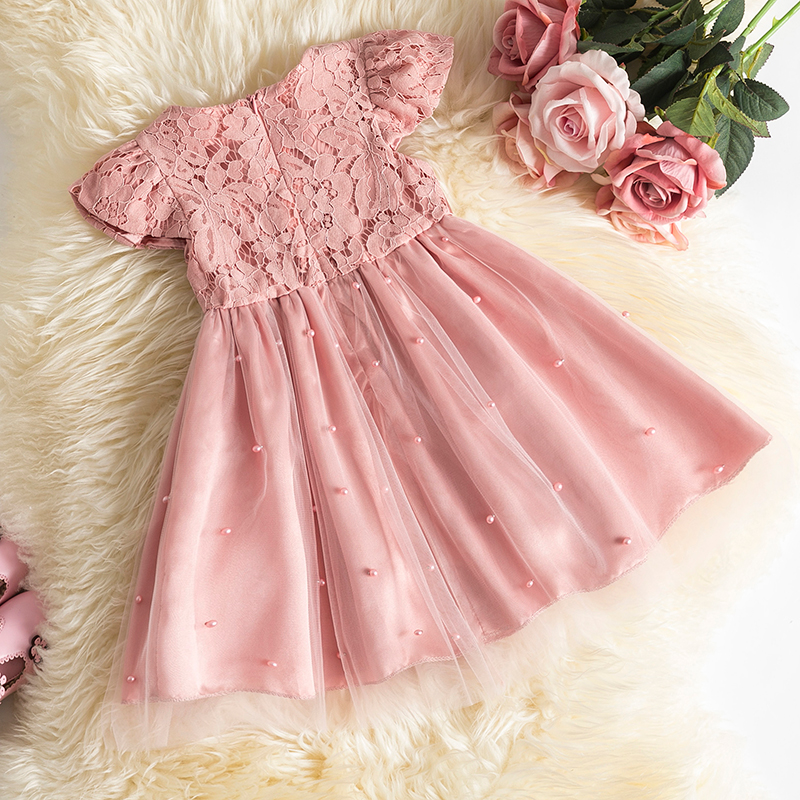 Baby Tea Pink Moti Net Frock