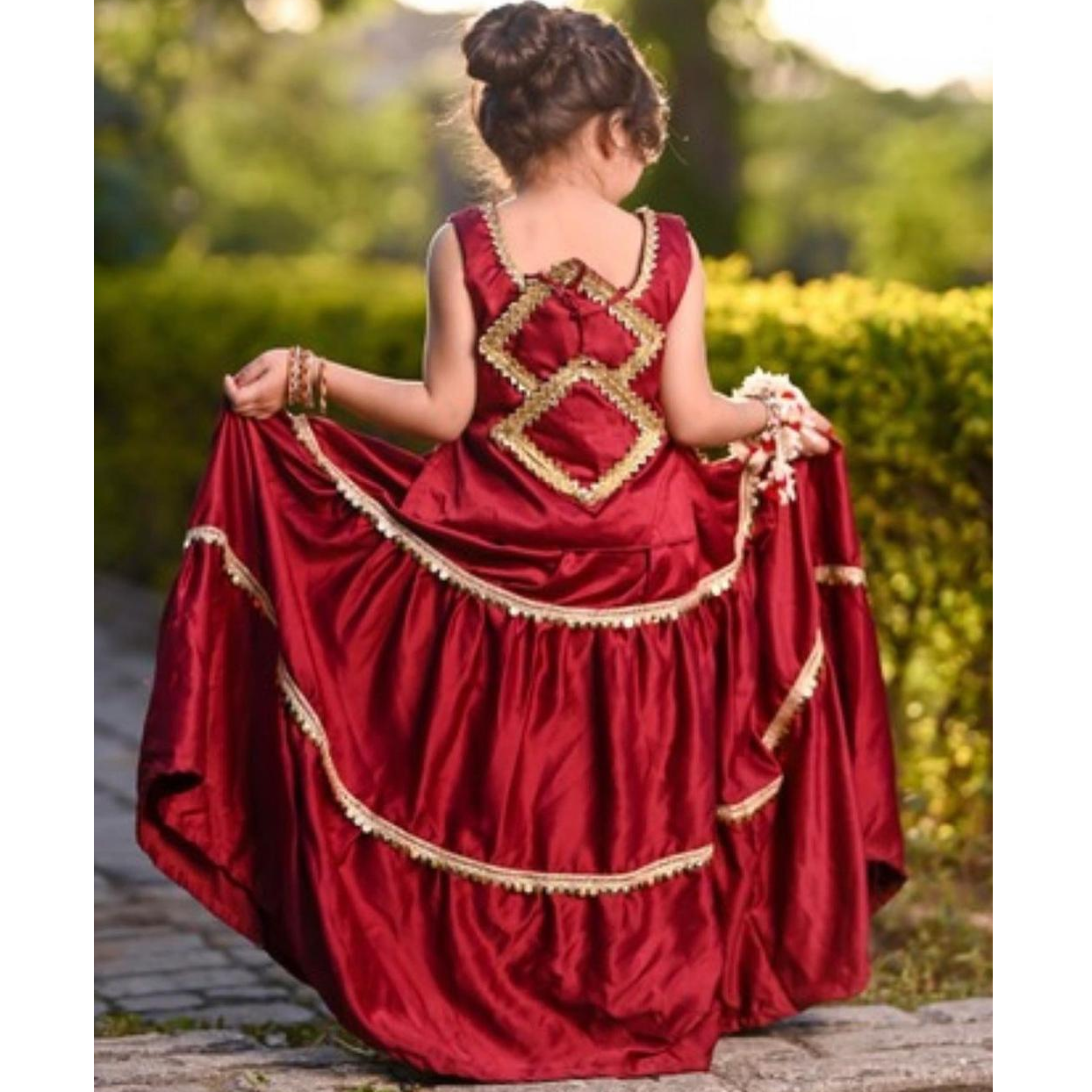 Baby Maroon Triangle Lehenga Choli