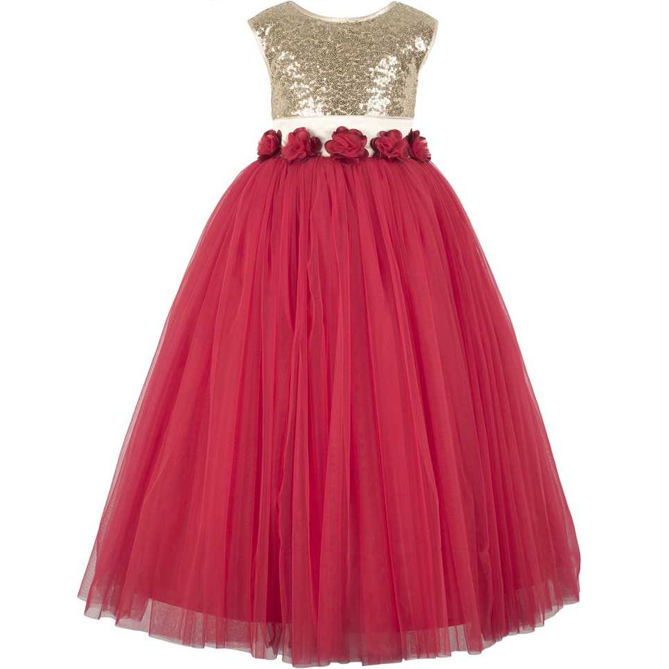 Baby Red & Golden Flowers Maxi