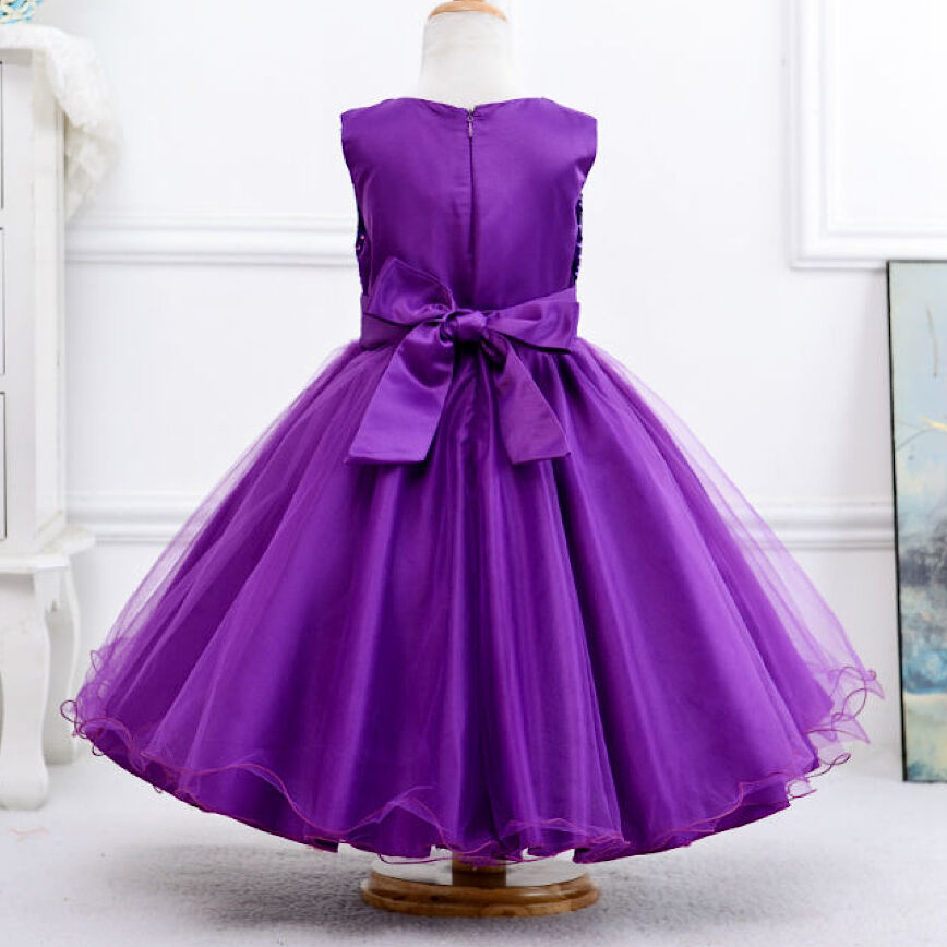 Baby Purple Sequin Purple Bow Frock