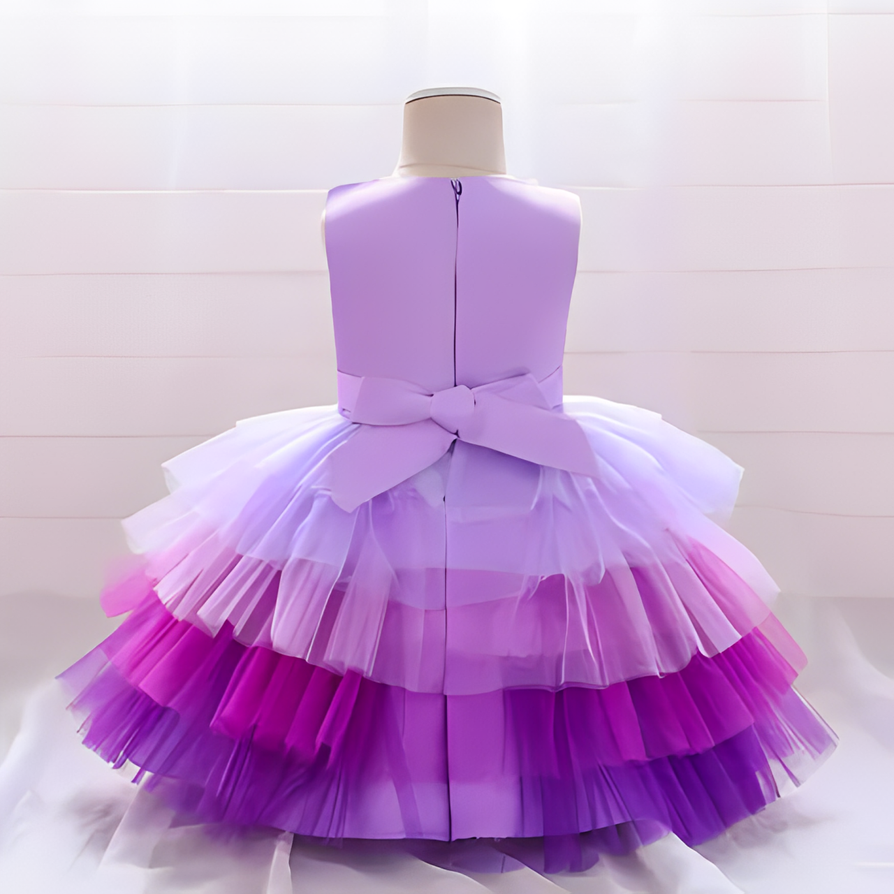 Baby Purple Multi Colors Layered Bow Frock