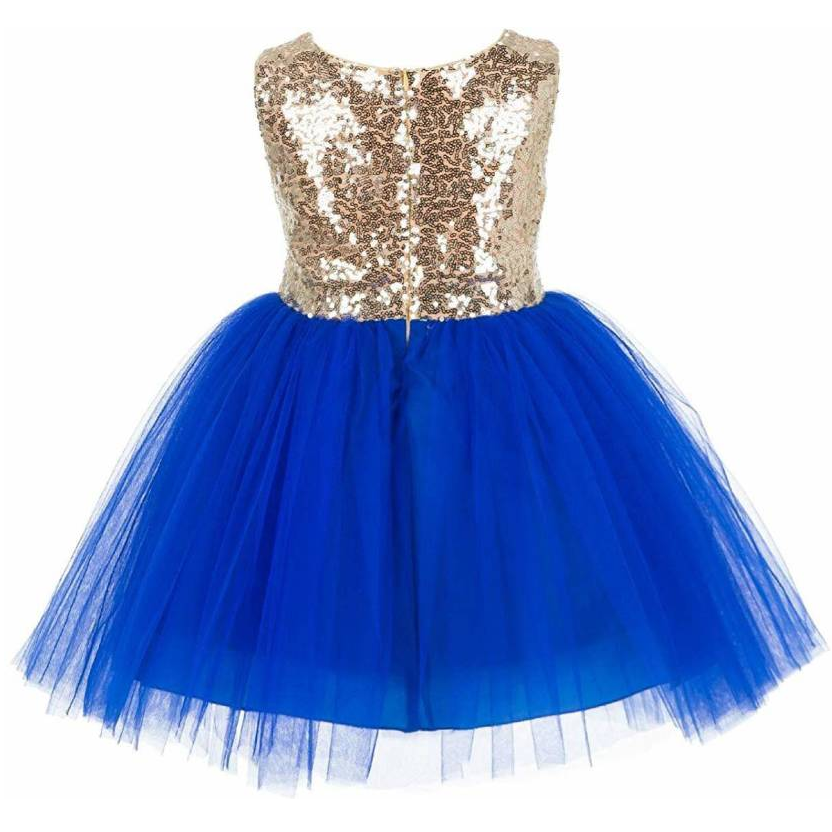 Baby Blue & Golden Tie Sequin Frock