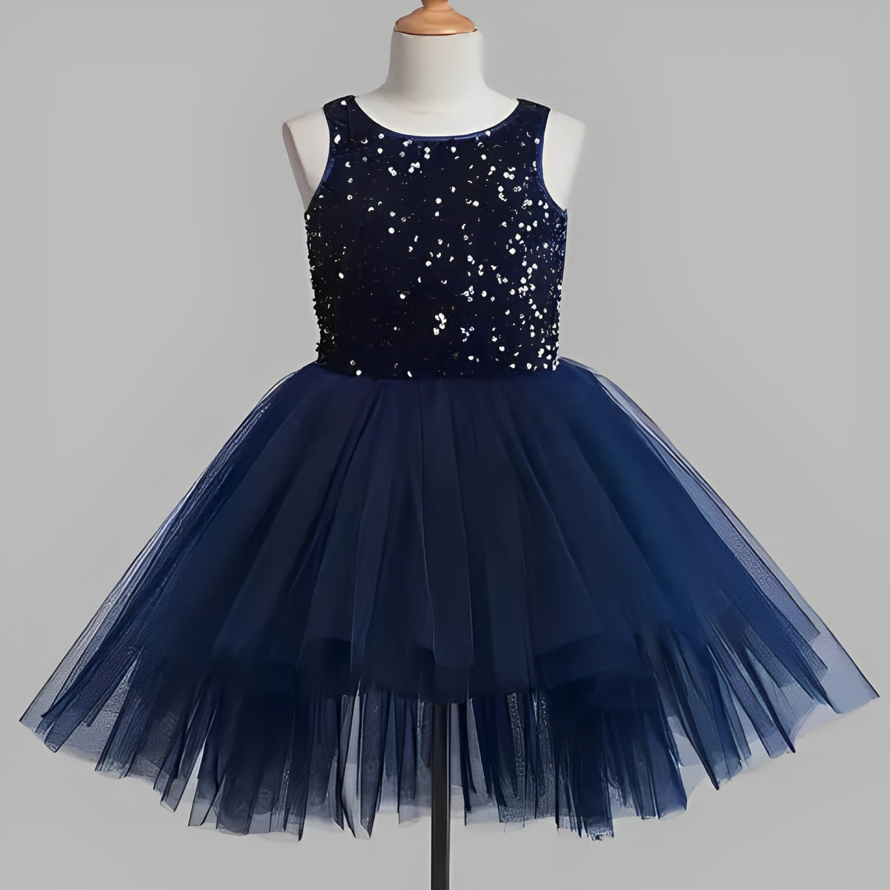 Baby Navy Blue Embellished Frock