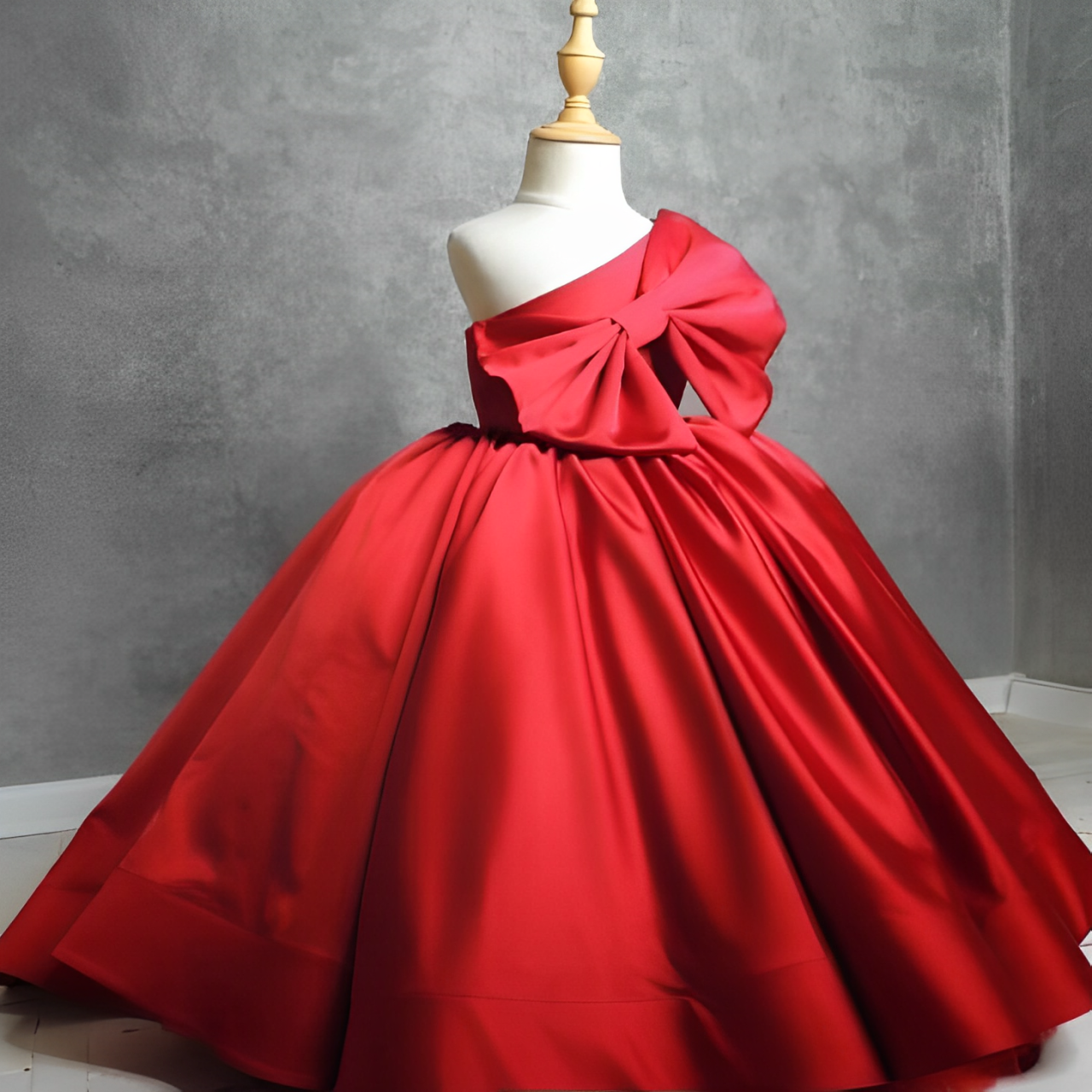 Baby Red One Shoulder Big Bow Maxi