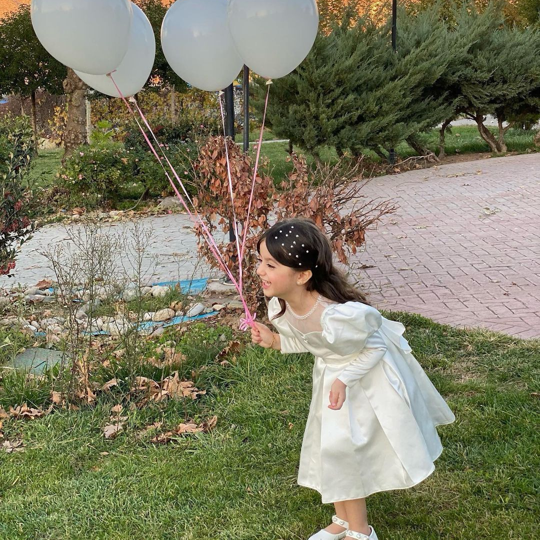 Baby Off White Pearls Detailing Puffy Frock