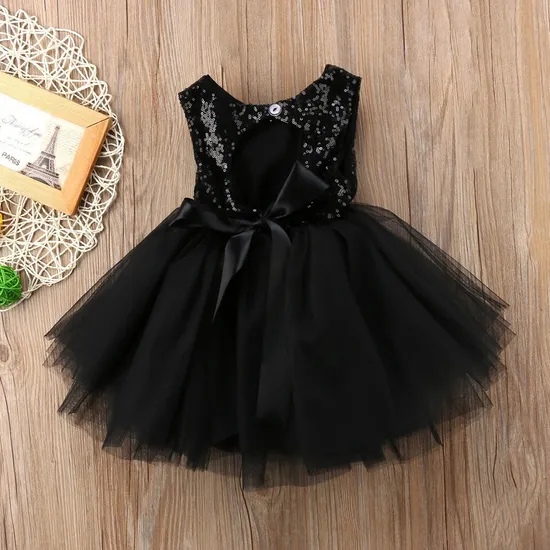 Baby Black Sequin & Net Frock
