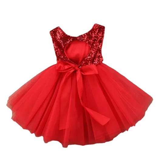 Baby Red Sequin & Net Frock