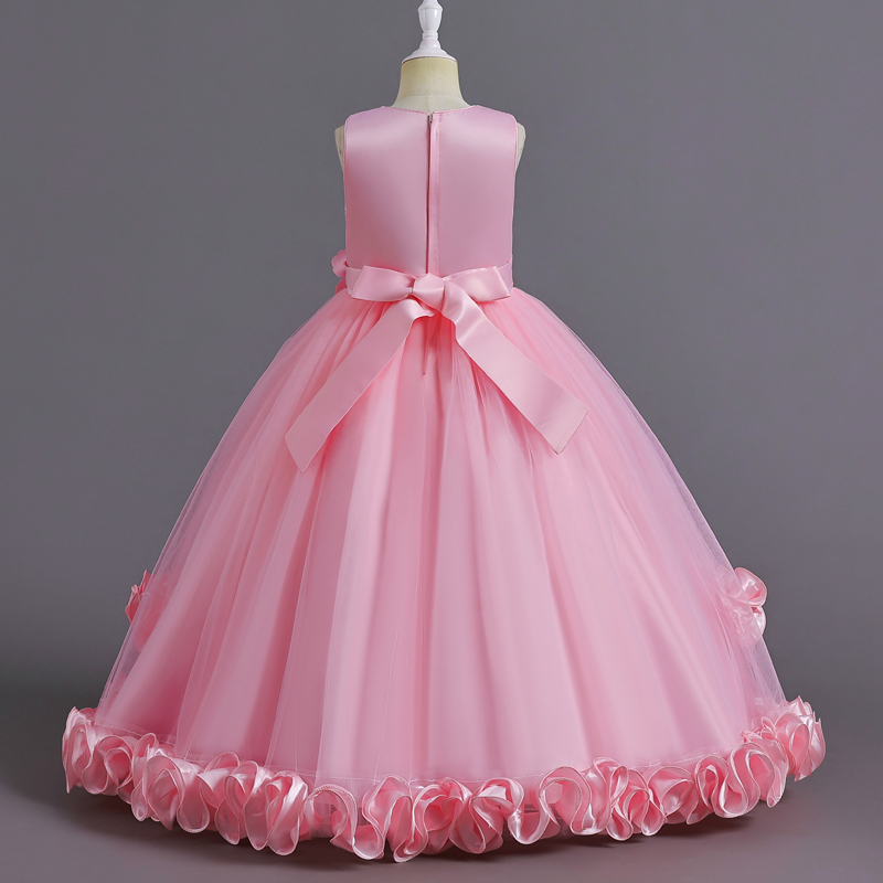 Baby Pink Sequin Multi Layered Side Flower Maxi