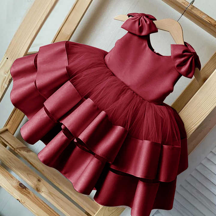 Baby Red Beautiful Multi Layered Princess Frock