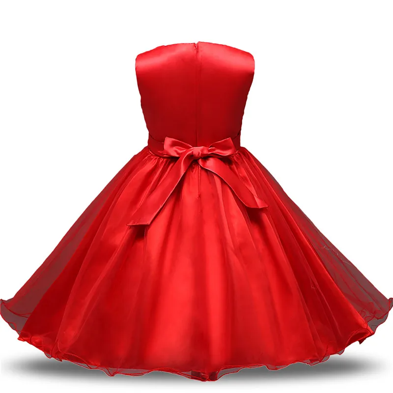 Baby Red Sequin Frock With Flower