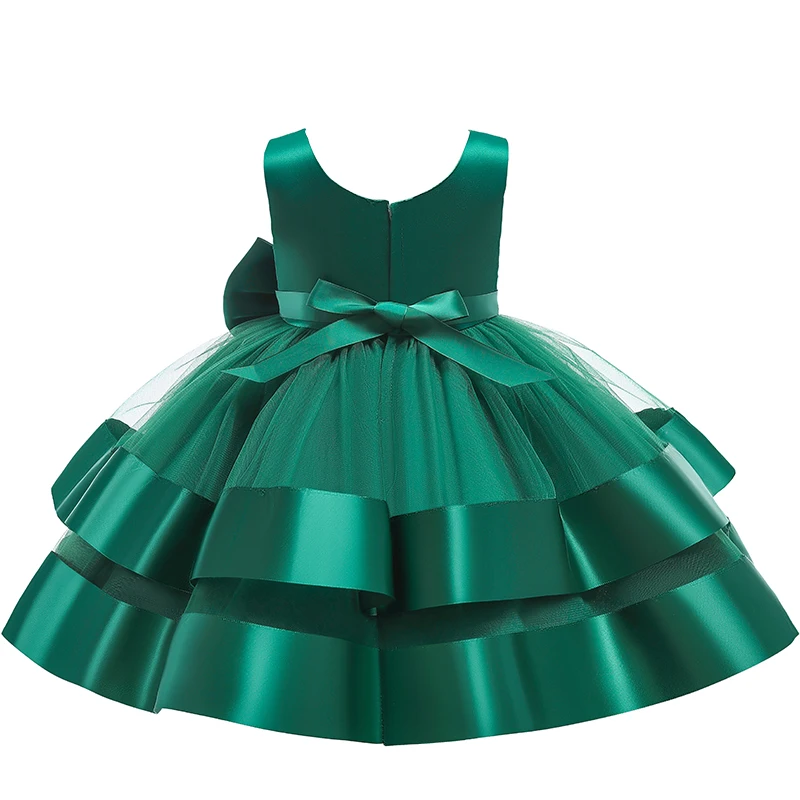 Baby Green Multi Layered Bow Frock