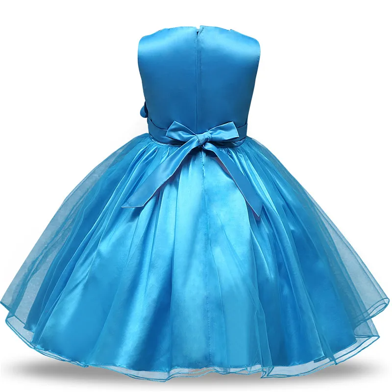 Baby Blue Sequin Frock With Flower