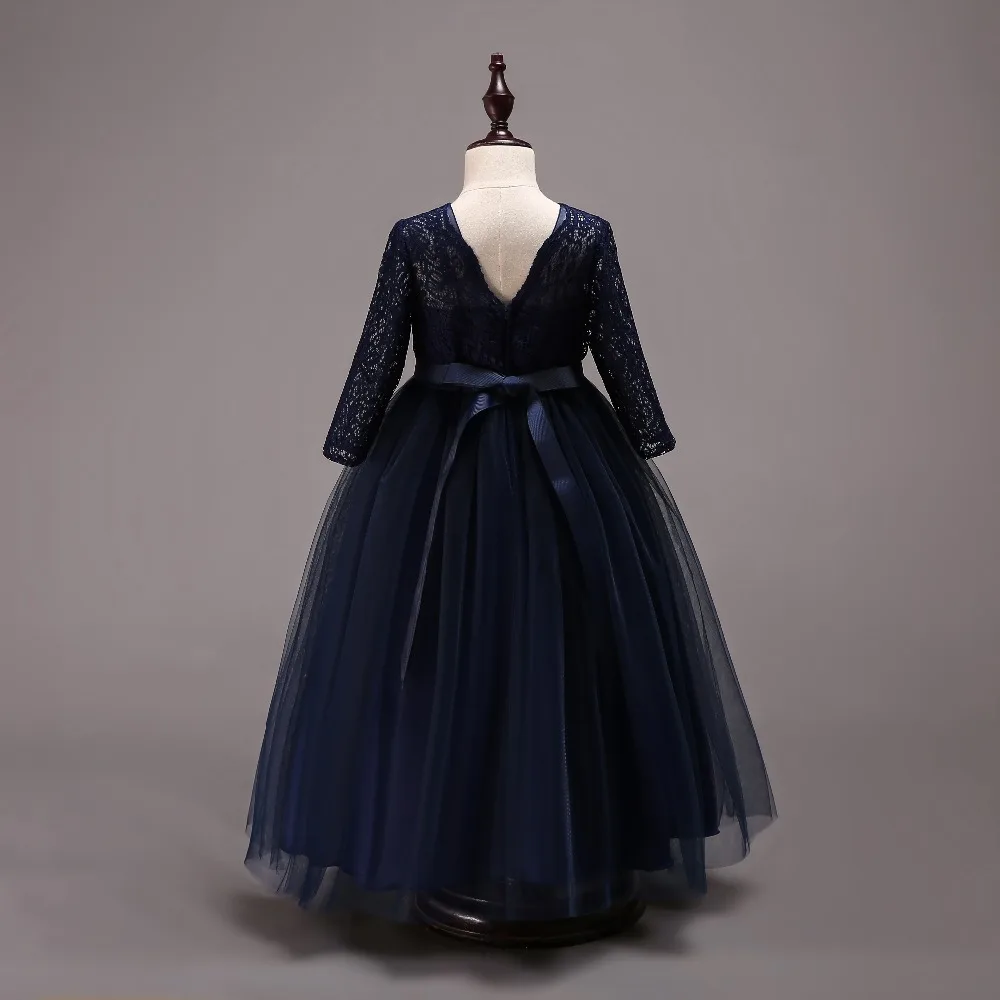 Baby Navy Blue Net Long Sleeves Maxi