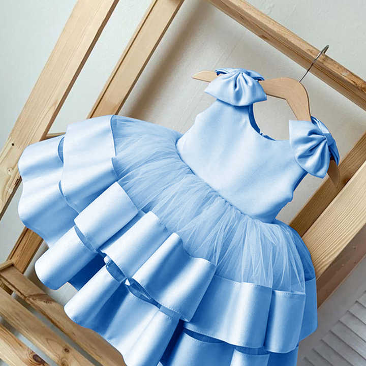 Baby Sky Blue Beautiful Multi Layered Princess Frock