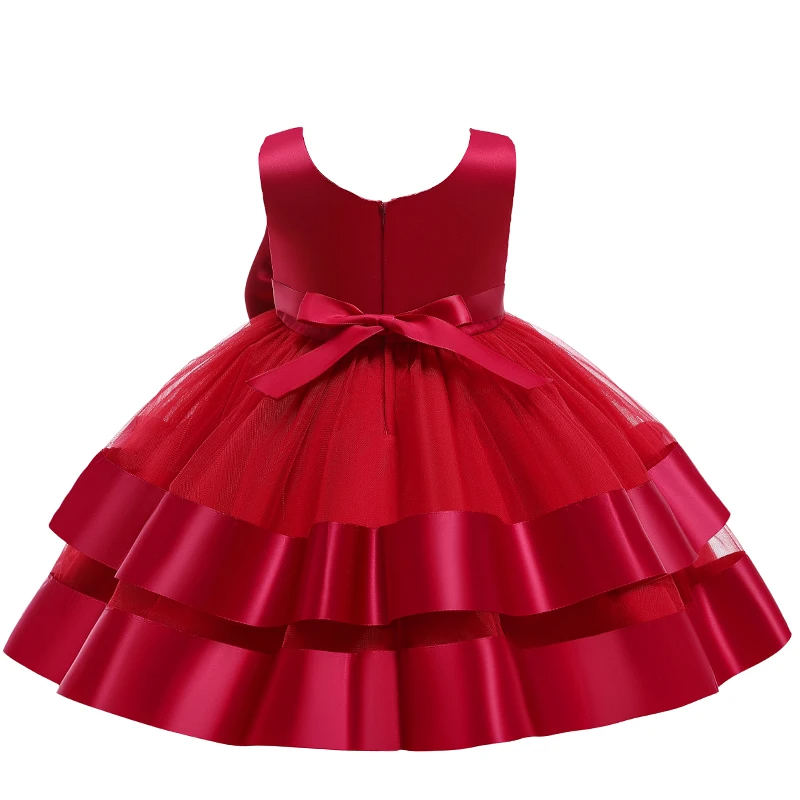 Baby Red Multi Layered Bow Frock