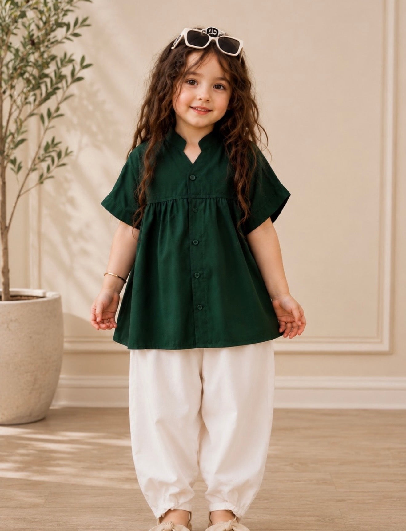 Baby Green & White Elegant Dress
