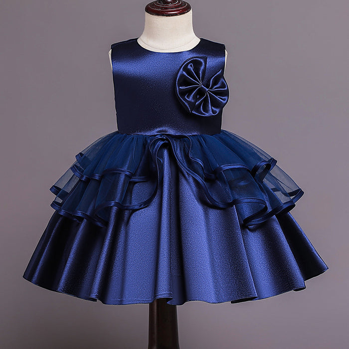 Baby Blue Net Step Flared Silk Frock