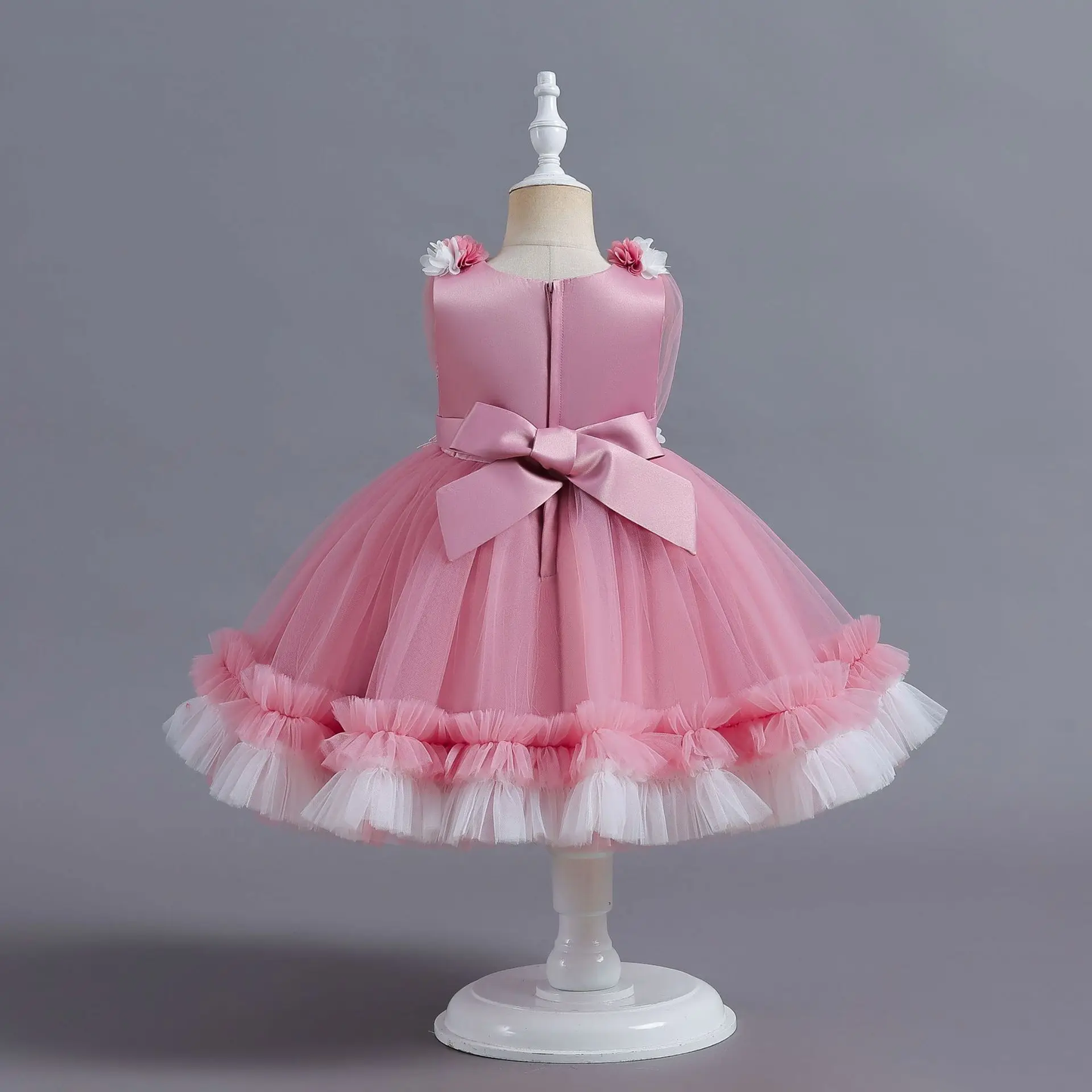 Baby Pink Contrasted Flowers Frock