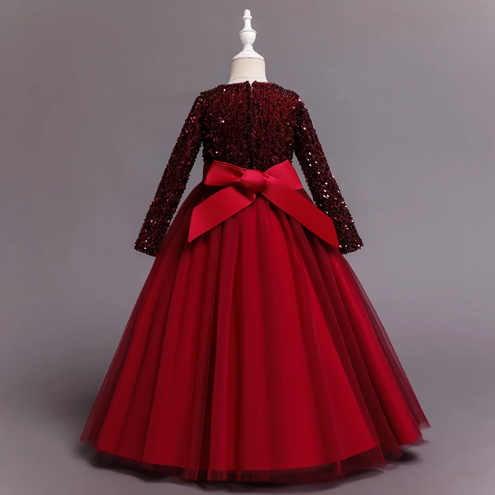 Baby Red Sequin & Net Long Maxi