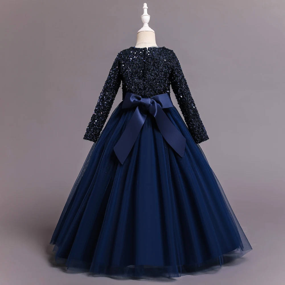 Baby Blue Sequin & Net Long Maxi