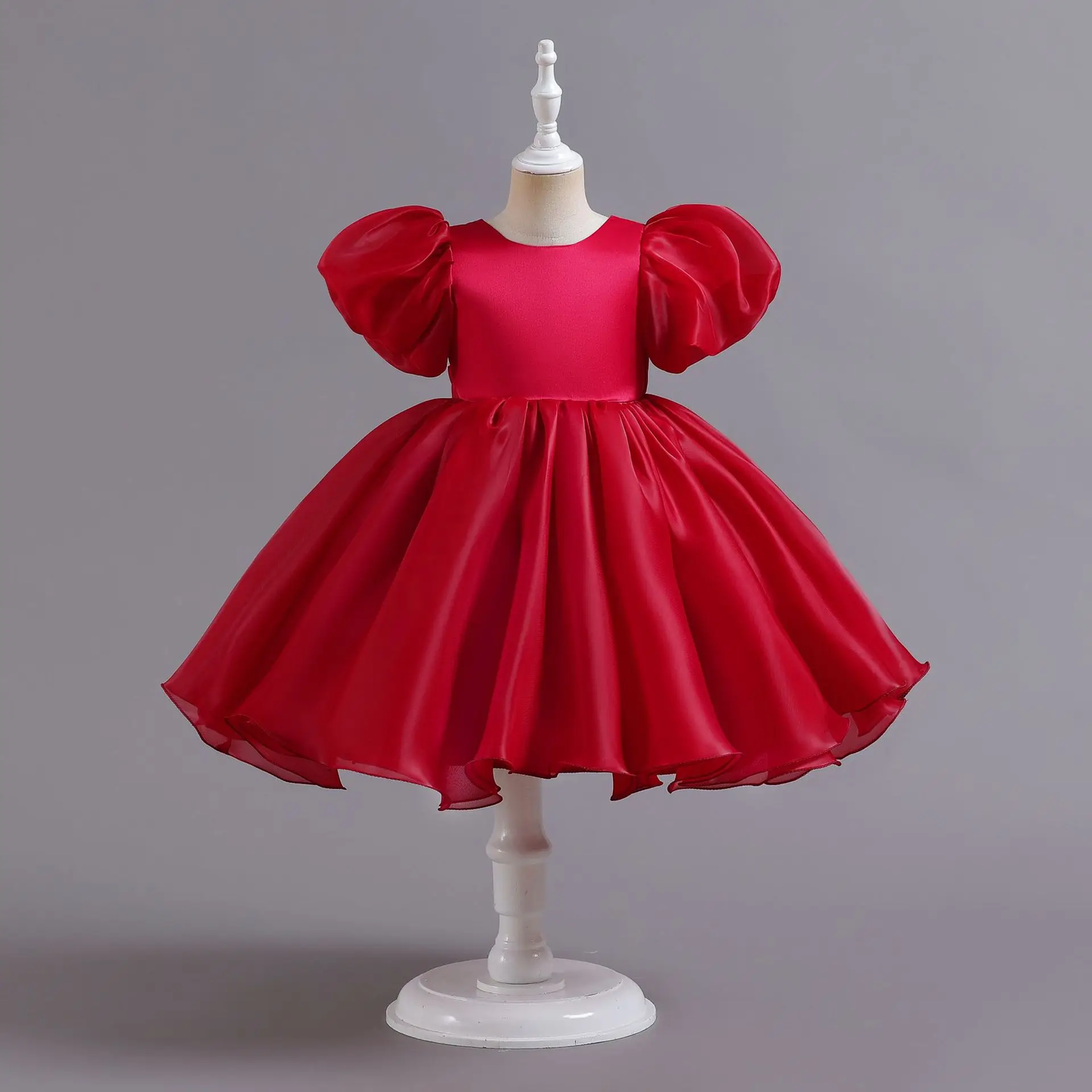 Baby Red Puff Sleeves Frock