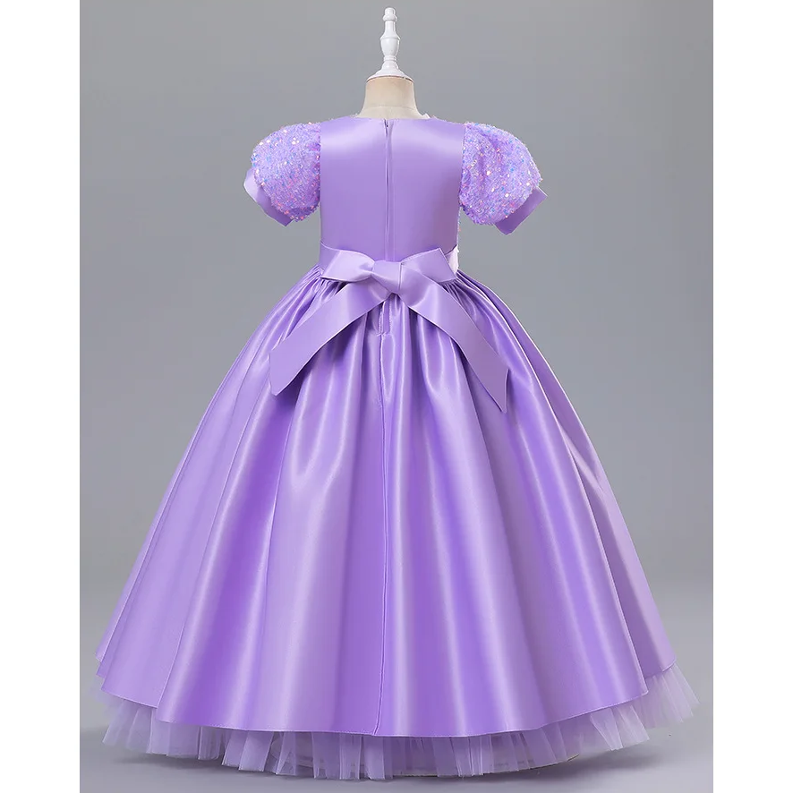 Baby Purple Sequin & Silk Maxi With Net Flares