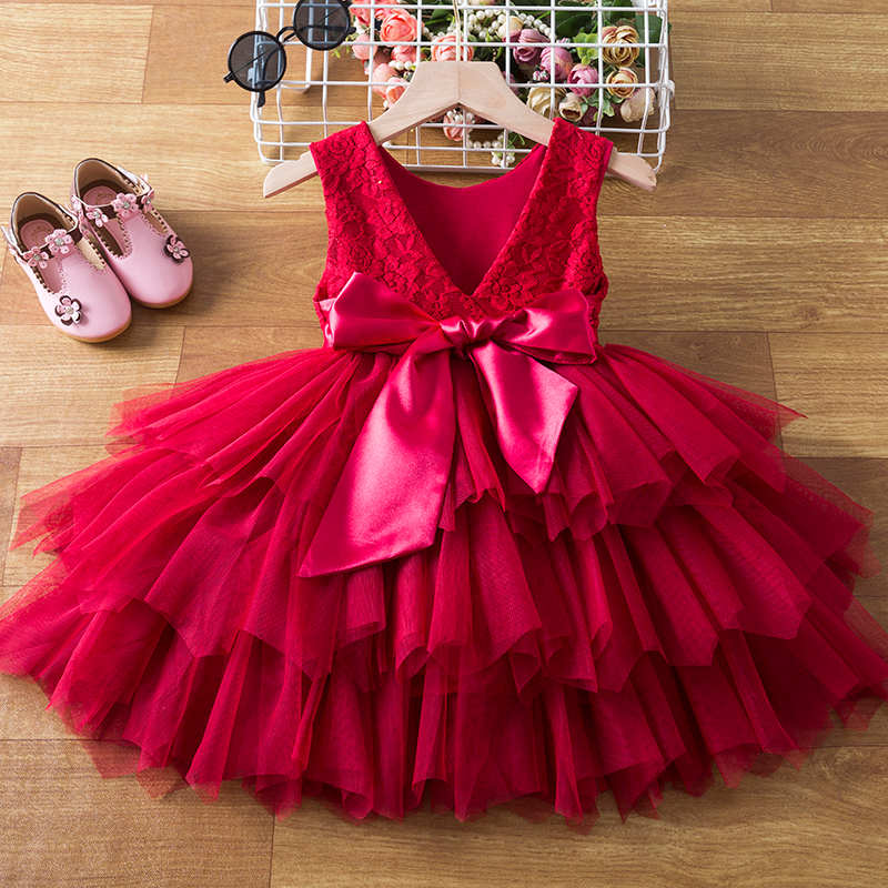 Baby Red Multi Net Layered Stylish Frock