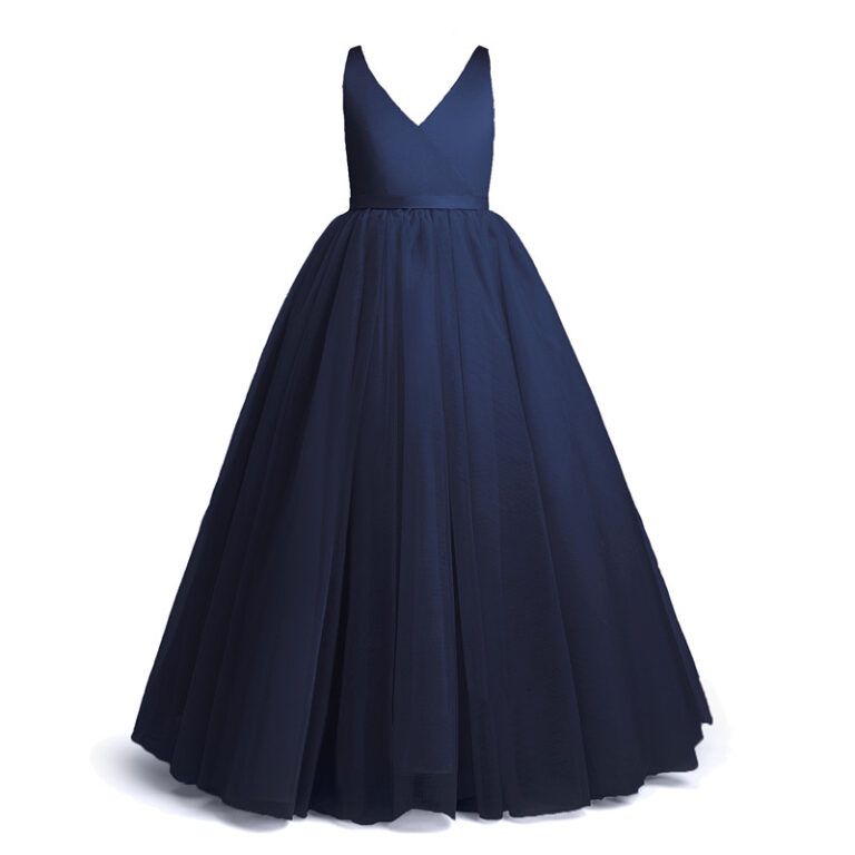 Baby Blue Silk Long Bow Maxi