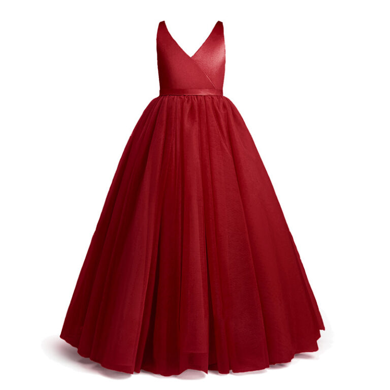 Baby Red Silk Long Bow Maxi