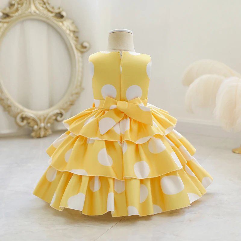 Baby Yellow Multi Layered Dotted Maxi