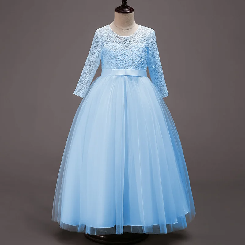 Baby Sky Blue Net Long Sleeves Maxi