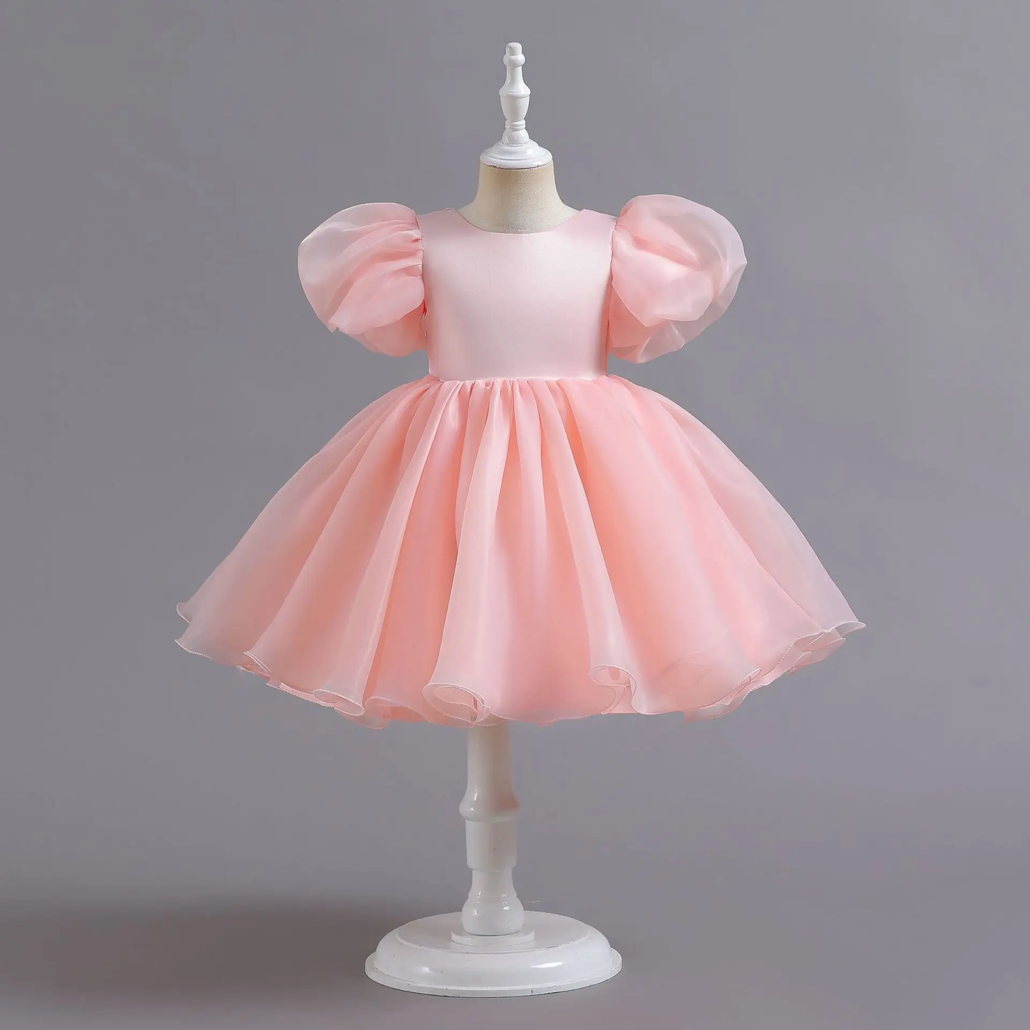 Baby Pink Puff Sleeves Frock