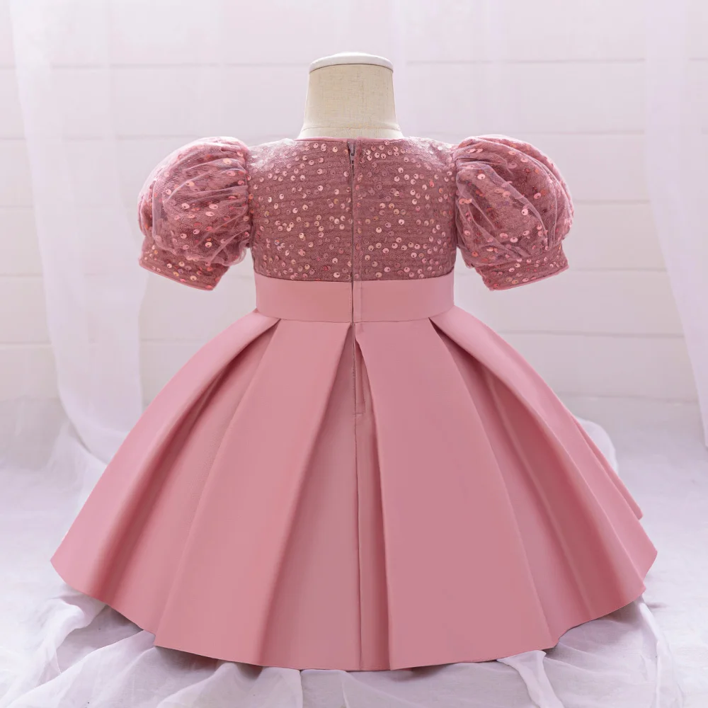 Baby Pink Sequined Butterfly Frock