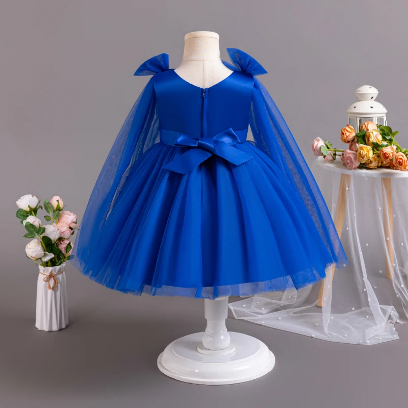 Baby Blue Elegant Pearls Princess Frock