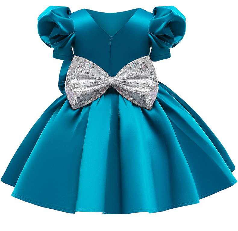 Baby Blue Frock With Two Sided Bow